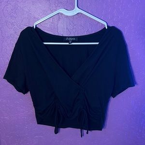black cropped tied shirt